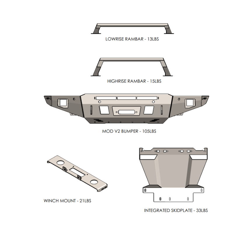 MOD V2 Front Bumper | 5th Gen | 2019 - 2024 RAM Rebel